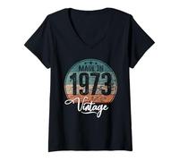 Mujer Birthday Vintage Año de Nacimiento 1973 Cumpleaños Bday Camiseta Cuello V