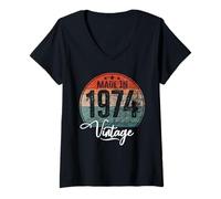 Mujer Birthday Vintage Año de Nacimiento 1974 Cumpleaños Bday Camiseta Cuello V