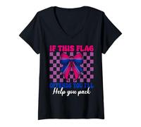 Mujer Bisexual Bi Pride This Flag Ofends You I'll Help You Pack Camiseta Cuello V