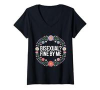 Mujer Bisexual Fine by Me Mensaje LGBTQ Orgullo - Camiseta Cuello V