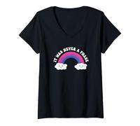 Mujer Bisexual Nunca Fue Una Fase LGBTQIA Orgullo Gay Rainbow Camiseta Cuello V
