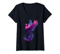 Mujer Bisexual Phoenix Bird Bi Pride Flag Rising From Ashes Camiseta Cuello V