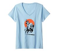 Mujer Bison Rider Cowboy Dude on an American Buffalo Camiseta Cuello V