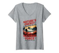 Mujer Bisonte y géiseres - Parque Nacional Retro Yellowstone Camiseta Cuello V