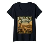 Mujer Bisti De-Na-Zin Nuevo México Vintage Badlands Travel Camiseta Cuello V