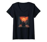 Mujer Bitcoin Budismo Religión Monje Tranquilidad Paz Camiseta Cuello V
