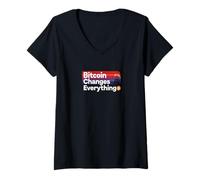 Mujer Bitcoin Cambia Todo Libertad Dinero revolución Bitcoin Camiseta Cuello V