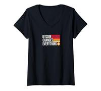 Mujer Bitcoin Cambia Todo Libertad Dinero revolución Bitcoin Camiseta Cuello V