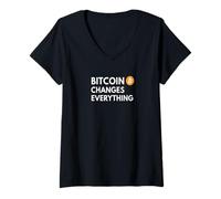 Mujer Bitcoin Cambia Todo Libertad Dinero revolución Bitcoin Camiseta Cuello V