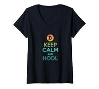 Mujer Bitcoin & Crypto - Keep Calm and HODL Camiseta Cuello V