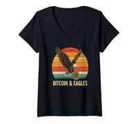 Mujer Bitcoin & Eagles Eagle Mining digital Nakamoto HODL Bitcoin Camiseta Cuello V