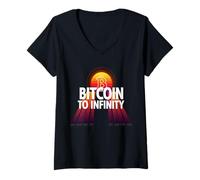 Mujer Bitcoin es infinito tiempo valor libertad futuro verdad bitcoin Camiseta Cuello V