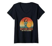 Mujer Bitcoin Mom Design Blockchain Arte familiar HODL Queen Bitcoin Camiseta Cuello V