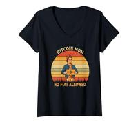 Mujer Bitcoin Mom Design Blockchain Arte familiar HODL Queen Bitcoin Camiseta Cuello V