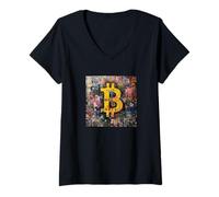 Mujer Bitcoin Satoshi estuvo aquí Camiseta Cuello V