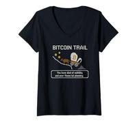Mujer Bitcoin Trail - Volatilidad de las criptomonedas y plan financiero Camiseta Cuello V