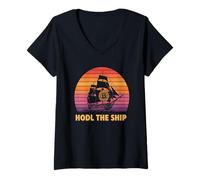 Mujer Bitcoiner Navegación Náutico Océano Olas Comercio Finanzas Bitcoin Camiseta Cuello V