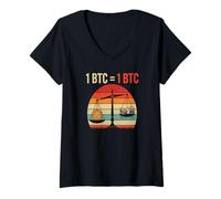 Mujer Bitcoins Valor de Igualdad 1BTC = 1BTC Dinero Libertad Bitcoin Camiseta Cuello V