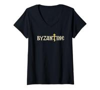 Mujer Bizancio Romano Oriental bizantino Camiseta Cuello V