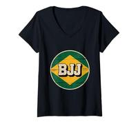 Mujer BJJ Jiu Jitsu Brasileño Jiu Jitsu Bandera BJJ Bandera Jiujitsu Camiseta Cuello V