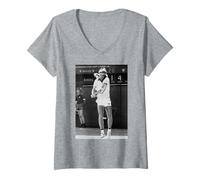 Mujer Björn Borg en acción en el torneo de tenis de Wimbledon 1980 Camiseta Cuello V