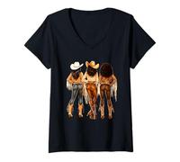 Mujer Black African American Cowgirl Western Country Texas Rodeo Camiseta Cuello V
