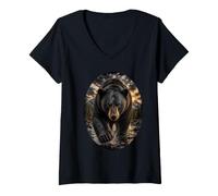 Mujer Black Bear Mountain Wilderness Wildlife, Amante de los Osos Camiseta Cuello V