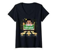 Mujer Black Boy Magic Back To School Hello Melanin - Niños pequeños Camiseta Cuello V