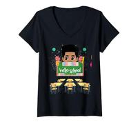 Mujer Black Boy Magic Back To School Hello Melanin - Niños pequeños Camiseta Cuello V