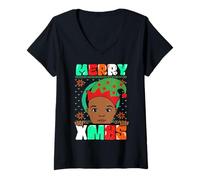 Mujer Black Boys Melanin Christmas Ugly Xmas Sweater Boy Pijama Camiseta Cuello V