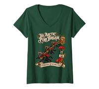 Mujer Black Cat Christmas Vintage Christmas Mission Camiseta Cuello V
