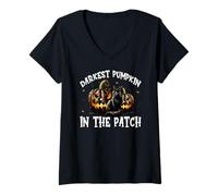 Mujer Black Cat Halloween Graphic For Darkest Pumpkin In The Patch Camiseta Cuello V