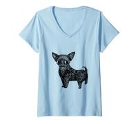 Mujer Black Chihuahua Camiseta Cuello V