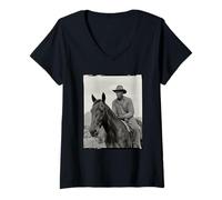 Mujer Black Cowboy Pride Western History Vintage Rider Mujeres Hombres Camiseta Cuello V