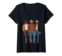 Mujer Black Cowboy Vibes Melanin Black History Texas Western Rodeo Camiseta Cuello V