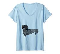Mujer Black Dachshund Camiseta Cuello V