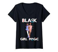 Mujer Black Girl Magic Melanin Mujeres Funny Bunny Pascua Diversión Chicas Camiseta Cuello V
