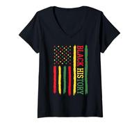 Mujer Black History - Bandera Afro Pan African Pride Design RBG Colors Camiseta Cuello V