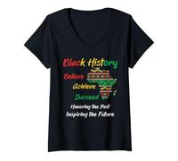 Mujer Black History Believe Achieve Achieve Succeed African Men Women Kids Camiseta Cuello V