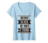 Mujer Black History Gift Ser Black is Not a Crime End Racism Camiseta Cuello V