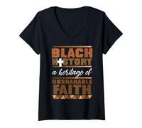 Mujer Black History Heritage of Unshakeable Faith Hombres Mujeres Niños Camiseta Cuello V
