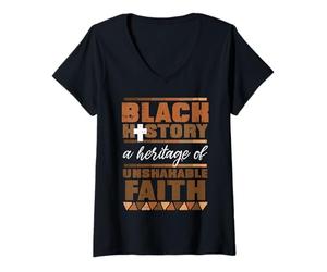 Mujer Black History Heritage of Unshakeable Faith Hombres Mujeres Niños Camiseta Cuello V