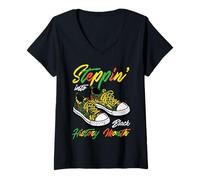 Mujer Black History Month Orgullo afroamericano Hombres Mujeres Niños Camiseta Cuello V