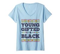 Mujer Black History Month Young Gifted & Black African Afro Camiseta Cuello V