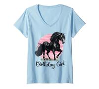 Mujer Black Horse - Traje de fiesta de poni para niña de cumpleaños Camiseta Cuello V