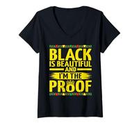 Mujer Black Is Beautiful and I'm The Proof Black History Month Camiseta Cuello V