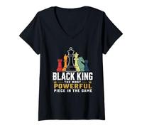 Mujer Black King La Pieza más poderosa del Juego Hombres Niño Camiseta Cuello V
