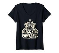 Mujer Black King La Pieza más poderosa del Juego Hombres Niño Camiseta Cuello V