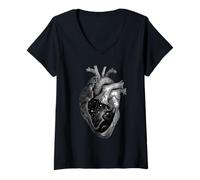 Mujer Black Kitty Cat Heart, Love You, You Had me at Hello Camiseta Cuello V
