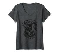 Mujer Black Lab Labrador Retriever Perro con Gafas De Sol Gráfico Camiseta Cuello V